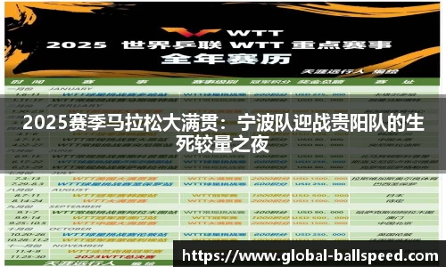 2025赛季马拉松大满贯：宁波队迎战贵阳队的生死较量之夜